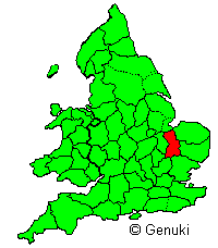 Map showing Cambridgeshire in England