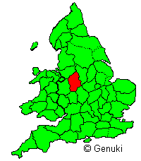 Map Showing Staffordshire in England